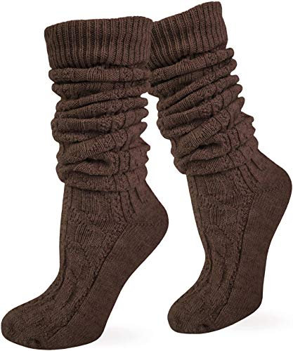 normani Original Trachtensocken Trachten Strümpfe Socken Natur Kniebundstrümpfe Pin Knopf Lang Kurz bis Übergröße Farbe Braun lang Größe 39/42