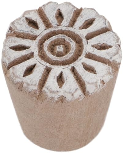 Indischer Holz Stoffdruckstempel, Mandala 1, Ø 2,5 cm Blüte | Handgeschnitzt, ideal für vielseitige Drucke, auch als Wanddeko, traditionelles Design, einfache Anwendung