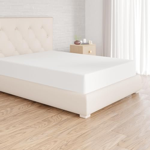 Amazon Basics Spannbettlaken, 135 x 190 x 30 cm, Mikrofaser, Spannbetttuch - Matratzenhöhe bis 30 cm, Weiß