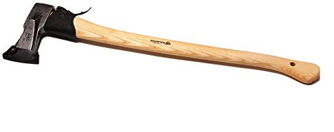 Unbekannt Super-Spaltaxt geschmiedet mit Lederstielschutz - mit gefirnistem Eschen-Kuhfuß-Stiel 60 cm - Kopfgewicht 1100 g, Gesamtgewicht 1600 g - Krumpholz Gartengerät