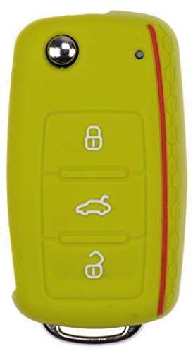 Soft Case Schutz Hülle Auto Schlüssel im Wabe Design Apfelgrün für VW SEAT Skoda Golf 6 Octavia UP Leon ab 11/2009