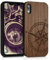 kwmobile Carcasa Compatible con Apple iPhone XR Funda - Funda de Madera de Nogal con Bumper antigolpes - de Aguja magnética