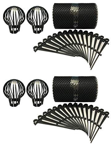 Gutter Protection Mesh Guard (2 x 6m) & Downpipe Filter Guards (Pack of 4)
