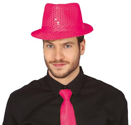 FIESTAS GUIRCA Gorro Gangster LENTEJUELAS ROSA NEON