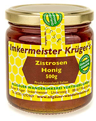 Allgäuer Wanderimkerei Italienischer Zistrosenhonig aus Sardinien, flüssig, würzig-vollaromatisch, 500 g