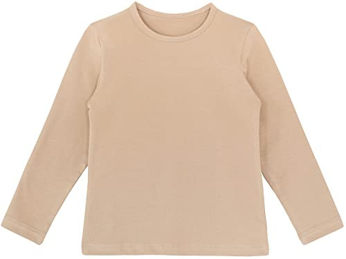 Lilax Girls' Basic Long Sleeve Round Neck Cotton T-Shirt 9 Beige