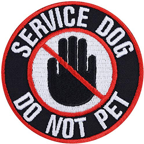 Service Hund Aufnäher SERVICE DOG - Do not pet Aufbügler/Patch Begleithund Blindenhund Abzeichen Haustier Applikation zum annähen Leine/Brustgeschirr/Halstuch | 75x75mm