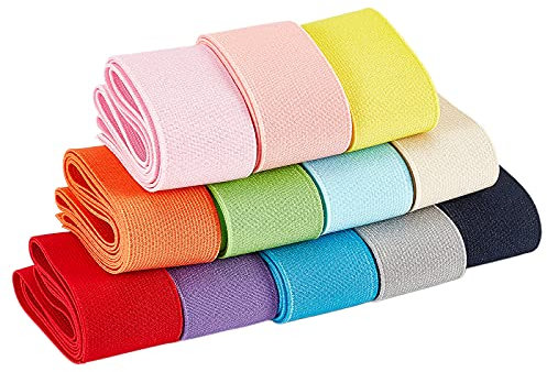 BENECREAT 12m 40mm de Large Bandes élastiques Plates 12 Couleurs Couture Bandes de Ruban élastique pour Robe Jupe Ceinture Perruque Bandes
