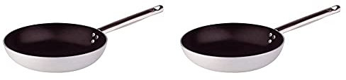 Pentole Agnelli Platinum Padella Svasata Bassa, Acciaio Inossidabile, Argento, 28 Cm & Padella Svasata Bassa, Acciaio Inossidabile, Argento, 20 Cm
