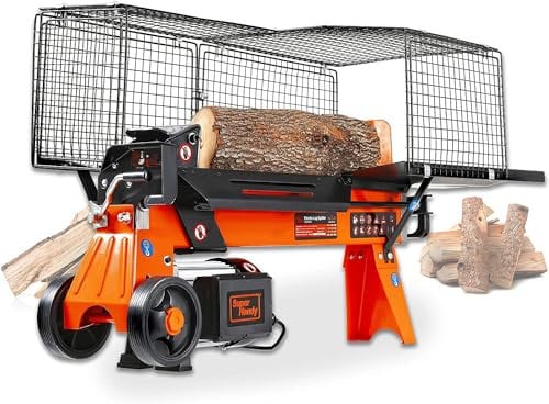 SuperHandy Log Splitter Eléctrico Portátil 6 Ton Ram System 1-3/4eHP 15Amp 1500Watt Motor Horizontal Full Beam con Cuña de Acero para Fire Wood Spliting Forestal