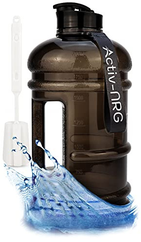 Activ-NRG 2.2 Litre Water Bottle XL Jug BPA Free, Flip Cap, Perfect for Gym, Sports, Outdoor, Recommended Daily Intake (Black)