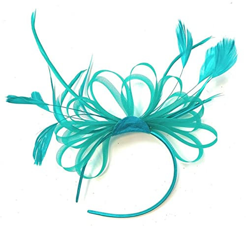 Caprilite Fascinator / Fascinator / Fascinator, mit Netz, mit Federn, türkis, Einheitsgröße