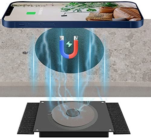 UUMAO Magnetic Invisible Wireless Charger 8-30MM, Under Desk 15W Furniture Wireless Charging Pad for Magsafe iPhone 13/12 (with PD Adapter) (Magsafe Desk Sticker Coil Included) (8-30MM)