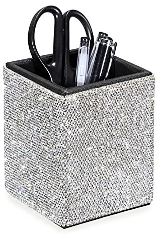 BTSKY Kristall-Glitzer-Stiftehalter für den Schreibtisch, glänzender Stifthalter, Box, glitzernder Strass, Stiftebecher, Organizer, dekorativer Make-up-Pinselhalter, tolles Schreibtisch-Organizer,