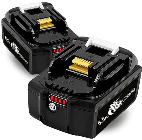 2X 18V Replace Battery for Makita Battery 5.5Ah BL1850B BL1860B BL1845 BL1830B BL1835 Battery for Cordless Tool with LED Indicator