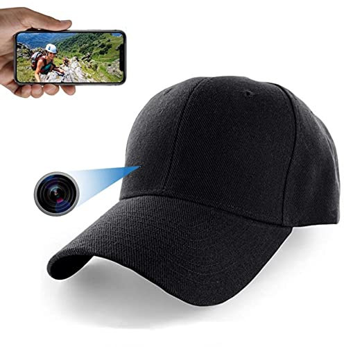 Firstoy Gorra de cámara oculta, Full HD 1080P WiFi, sombrero de cámara espía con visión nocturna y función de visión remota, vigilancia de cámara de niñera para viajes al aire libre, pesca, ciclismo