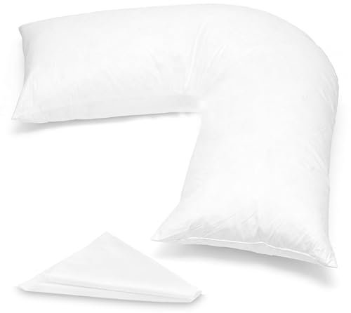 Posh Tag V Pillow with Pillowcase 140 cm x 30 cm, Pregnancy Pillow for Nursing, Orthopedic, Maternity Support, V Shaped Triangle Pillow, Extra Filled Hollow Fiber, Hypoallergenic