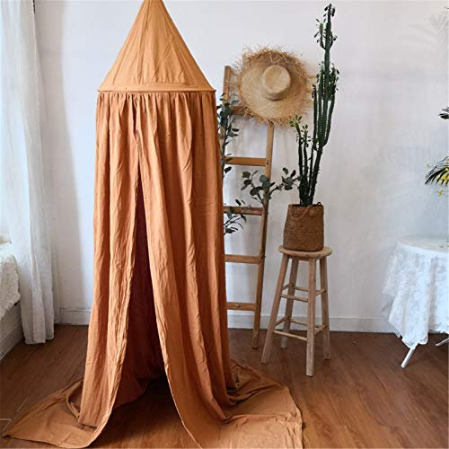 Surwin Einfach Betthimmel Madchen Jungen Babybett Doppelbett, Nordisch Moskitonetz Baldachin Kinderzimmer Einzelbett Himmel Schlafzimmer Dekoration Spielzelte Kinder Geschenk (Braun)