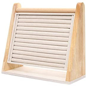 Gittcoll Vertikaler Massiver Hölzerner Schmuck Aufbewahrungsstand Große Kapazität Organizer Display Board Rack mit 10 Streifen Schlitzen für Brust Ohrringe Schmuck Ring Kleine Ornament (Weiß)