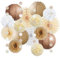 Party Deko Beige Braun Weiß Pompons Beige Creme Neutral Party Deko Boho für Vintage Babyparty Deko Beige Geburtstagsdeko Hochzeitsdeko
