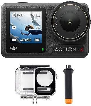 DJI Osmo Action 4 Standard Combo - 4K/120fps Waterproof Action Camera with a 1/1.3-Inch Sensor, Stunning Low-Light Imaging, 10-bit & D-Log M Color Performance, Long-Lasting 160 Mins, Outdoor Camera