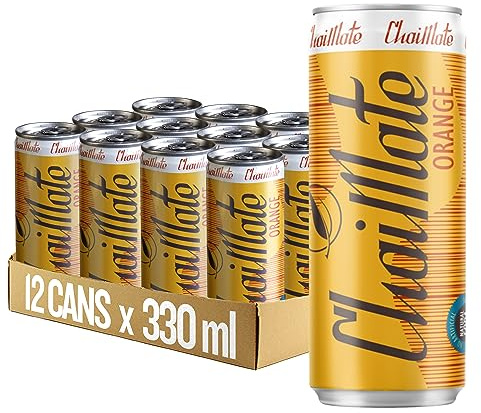 ChaiMate Natural Yerba mate Tea Energy Drink, Vegan & Gluten Free Plant Based Orange Soda, can 330ml x 12 pack (Orange)