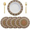 Runde Platzsets, 4er-Set, braun, Boho, orientalisch, Esstisch, Tischsets, Küchen-Platzdeckchen, hitzebeständig, Tischmatten für Zuhause, Urlaub, Party, Dekoration, Weihnachtsdekoration, Ornamente