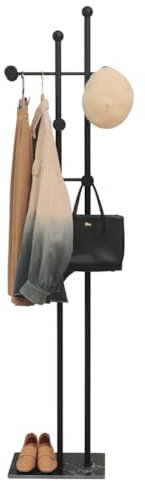 Cre Cra Marmor Kleiderstange Stabil Metall Garderobenständer,Modern Kleiderständer für Kleidung,gardarobenstaender,freistehend jackenständer kleiderstand für Entryway,Wohnzimmer,Schlafzimmer(Schwarz)