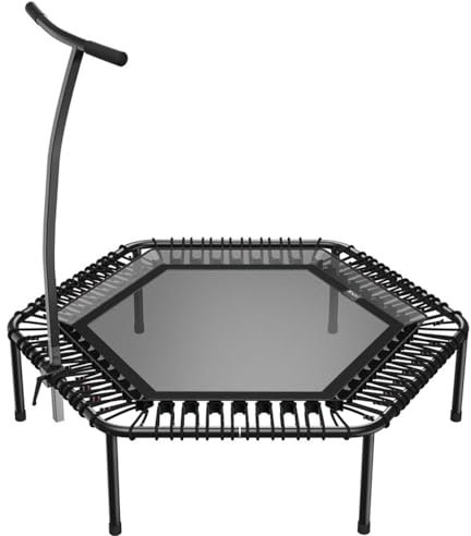 bellicon Jumping Fitness Trampolin 137cm bis 150 kg (Extra Stark) | 3-teiliger Rahmen mit Haltegriff - Einfacher Aufbau | Mit Patentierten Seilringen | Das Original - Made in Germany (Schwarz)