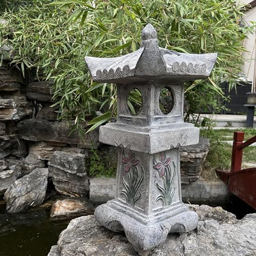 GRASOLAR Hochasiatische Orchidee Pagode Statue Miniaturturm Laterne Gartendekoration Figuren Outdoor Japanische Dekoration Zen Hof Landschaft