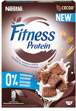 FITNESS Protein Cereali Integrali Cacao con Frumento, Avena e Quinoa 310g | Deliziosi fiocchi di frumento, avena e quinoa integrali, al cacao. Fonte di proteine. Confezione da 310g