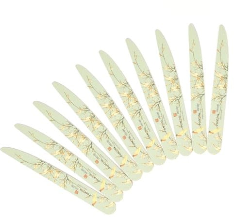 KADS 10Pcs Nail File Chinese Style Washable Professional Nail Files Reusable Double Sided Nail Styling Tools for Home and Salon Use (Parrot Plum Blossom)