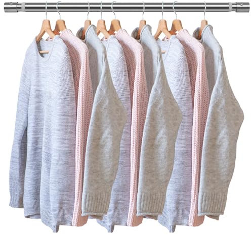 Kleiderstange ausziehbar 67-107 cm, Edelstahl Kleiderstange Wandmontage, verstellbarer Garderoben-Stange Kleiderschrank Kleiderstange für Schlafzimmer