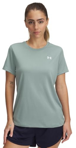 Under Armour Damen Sportshirt Fitnessshirt Workoutshirt Tech SSC - Solid, Farbe:Salbei, Artikel:-348 Silica Green, Größe:M