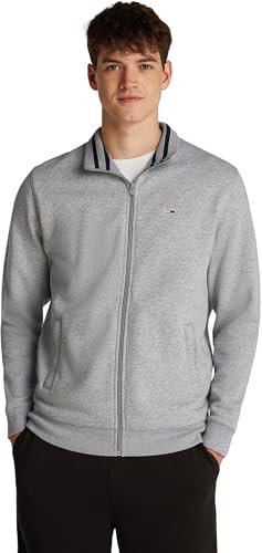Tommy Jeans Uomo Felpa con Cerniera Fleece Zip Thru Regular Fit, Grigio (Grey Htr), XXL