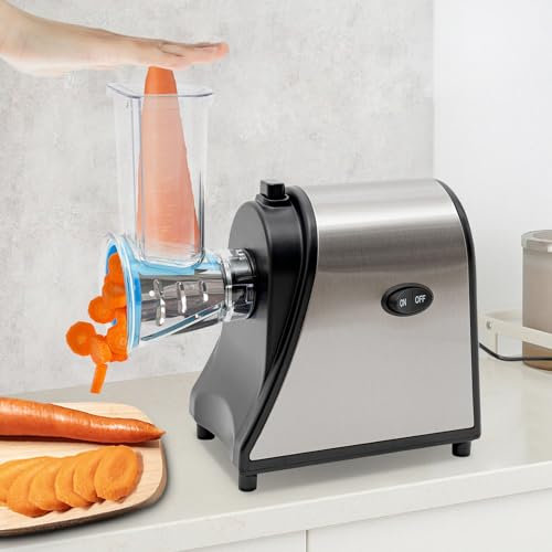 Affettatrice elettrica da 1000 W, in acciaio inox, per verdure e verdure, grattugia elettrica per formaggi, affettatrice elettrica professionale con 5 lame