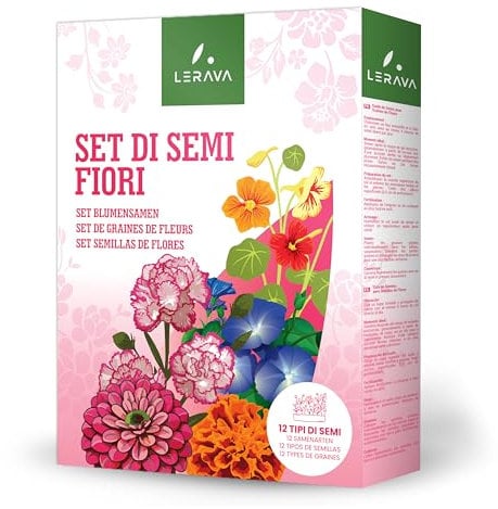 LERAVA® Set de semillas flores - semillas y Variedad Única - Siembra Fácil y Germinación Rápida - semillas flores perfecto para exterior e interior - semillas plantas – made in Italy