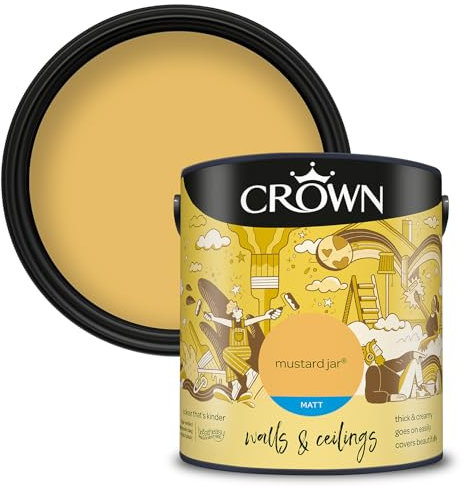 Crown Walls & Ceilings Matt Emulsion Paint, Size 2.5L, Mustard Jar