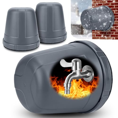 Hydream 2Stück Thermoschutz für Garten-Wasserhahn, Verdickung Außen Wasserhahn Abdeckung Frostschutz kältebeständig Wasserhähne Abdeckungen, Kunststoff Winterfester Wasserdicht Spigot Cover-Dunkelgrau