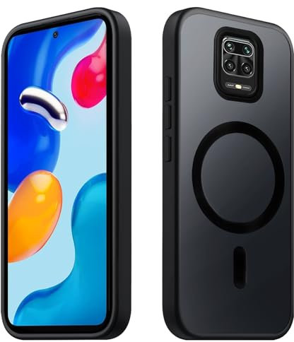 Tawarror Cover Magnetica per Xiaomi Redmi Note 9S/ Note 9 Pro, Traslucida Opaca Custodia per Redmi Note 9S PC Posteriore Anti-Graffio TPU Antiurto Antiscivolo Sottile Cellulare Protettiva Case, Nero