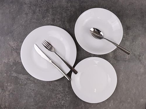 Queensway Home & Dining 12/24pc White Opal Glass Dinner Set - Dishwasher, Microwave, Freezer Safe, Elegant Plates & Soup Bowls - Multiple Design Options for Every Occasion