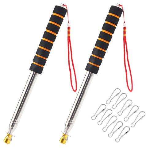 Teleskop-Fahnenmast, 2 Stück, Edelstahl, tragbarer Fahnenmast, 3 m, ausziehbarer Flaggenstab, Führung, Flagge, Edelstahl, Teleskop, mit Schwammgriff, mit 10 Fahnenmast-Clips