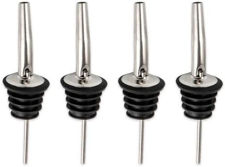 4Pcs Bottle Pourers for Spirits,Wine Dispenser,Speed Pourer,Olive Oil Spout,Liquor Pour Spouts,Bottles Pouring Stoppers,Cocktail Accessories,Stainless Steel Silicone Stopper,for Drinks Coffee Whiskey