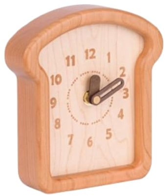 MagiDeal Toastform, analoge Tischuhr aus Holz, Nachttischuhr, Mehrzweck-Regaluhr, S