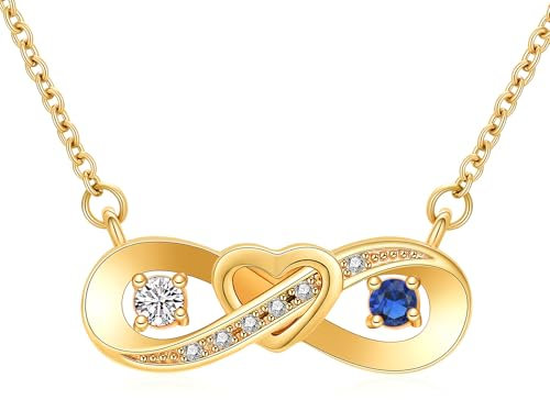 Infinity Heart Urn Necklaces for Ashes Birthstone Cremation Jewelry for Ashes Love Keepsake Memorial Necklace for Women Men Ashes Holder Urn Pendant Jewellery Gift (Gold-Blue)