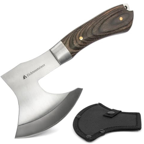 Fichtensteiner® Camping Axt Alaska inkl. Geschenkbox - Beil für Camping, Jagen, Angeln, Wohnmobil, Outdoor, aus Edelstahl, super scharf, leicht, sehr robust - mit praktischer Tragehülle (Geschenkbox)