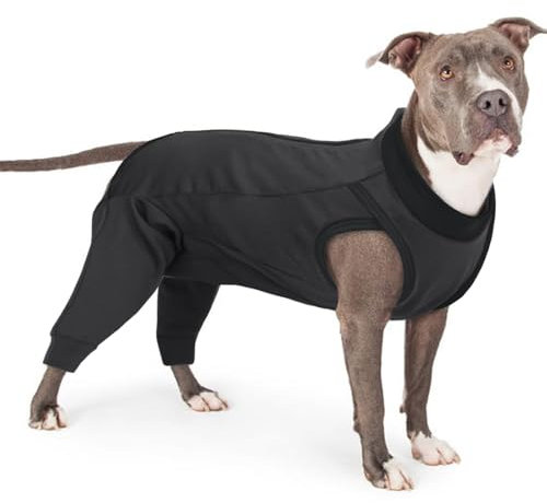 PUMYPOREITY Kastrationsbody für Hund nach OP, Leckschutz für Hinterbeine mit Beinschutz hinten Ärmel (Grau, L)