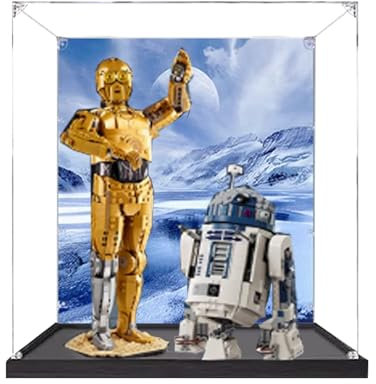Vitrine en acrylique pour Lego 75398+75379 c-3po/r2-D2 Robot Combiné, boîte de rangement robuste 35,8 x 35,8 x 47 cm (à l'exception des modèles) (option 1)