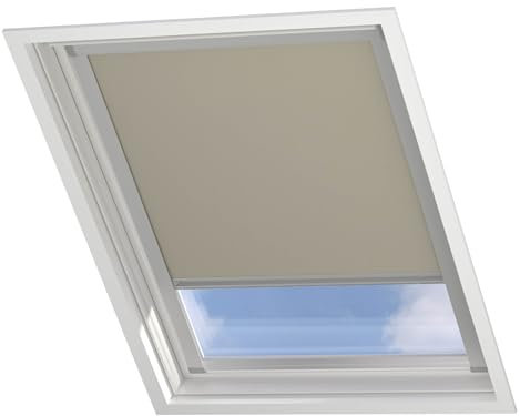 Radeco® Dachfenster verdunkelungsrollo für Velux SK10 Taupe mit Führungsschiene, Rollo für dachfenster, velux dachfenster Rollo, verdunklungsrollo für velux.