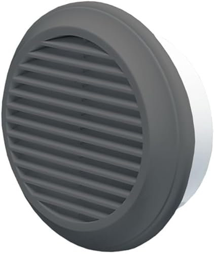 6 Grey Round Wall Vent Cover – Fixed Blade Exterior Air Vent Grille – Weatherproof Soffit Outlet for HVAC, Extractor Fans, Dryer Vents, Bathroom or Kitchen Ventilation Systems 150mm